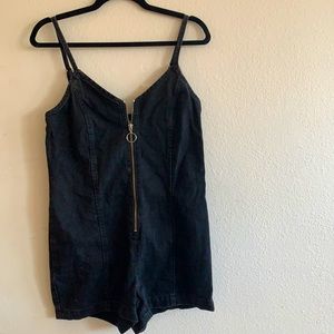 TOPSHOP black jean overalls